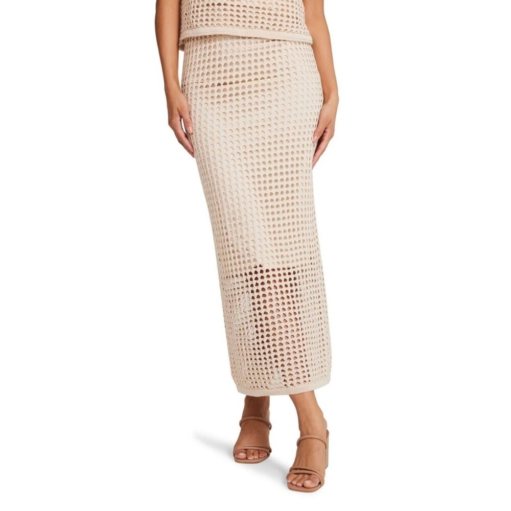 Steve Madden Crochet Skirt Women's Medium Beige Knit Lined Coverup